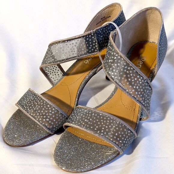 J. Renee Jivika Sandal Women’s 8.5M NWOT Glitter Mesh 2.25” Kitten Heel - Picture 1 of 10